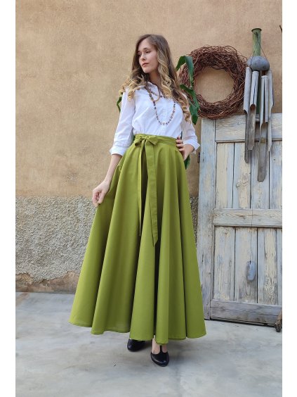 Kolová zavinovací sukně zelená
