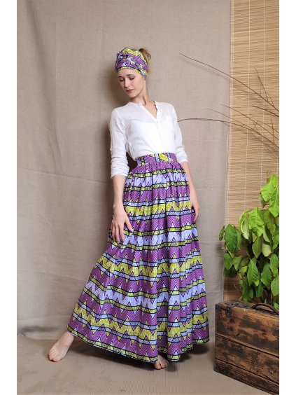 Afriká sukně fialová cik cak - set