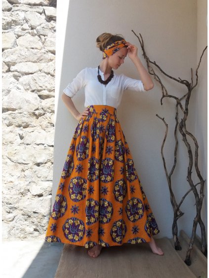 Africka sukně oranžová s mandalou - set