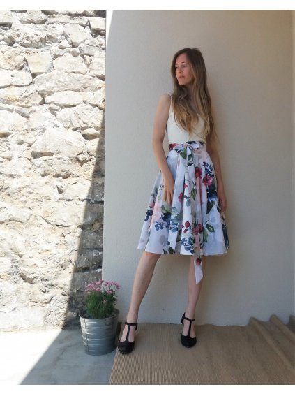 Zavinovací midi sukně - akvarel