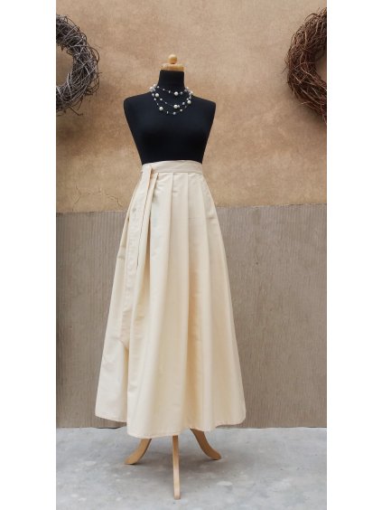 Dlouhá zavinovací sukně - bílá káva