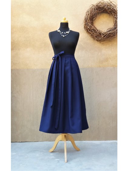 Tmavě modrá sukně - nemačkavá