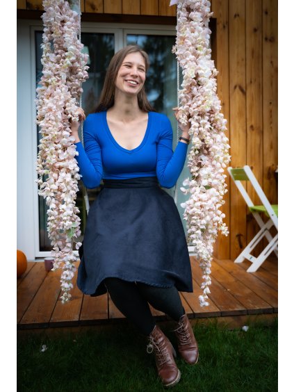 Kolová manšestrová sukně - navy