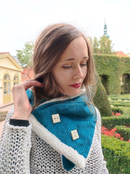 Manšestrový nákrčník  - petrolej