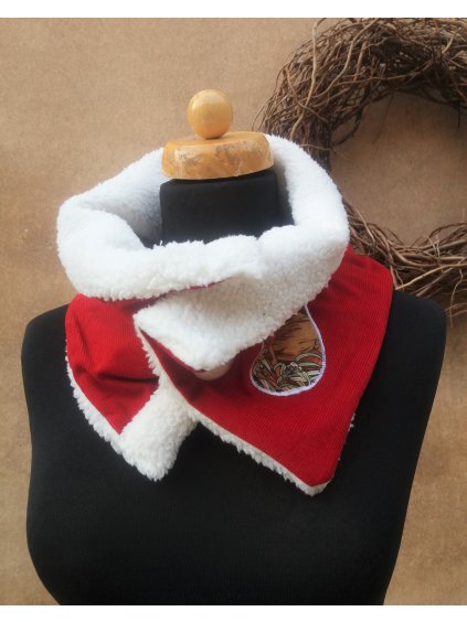 Manšestrový nákrčník - červený Mucha