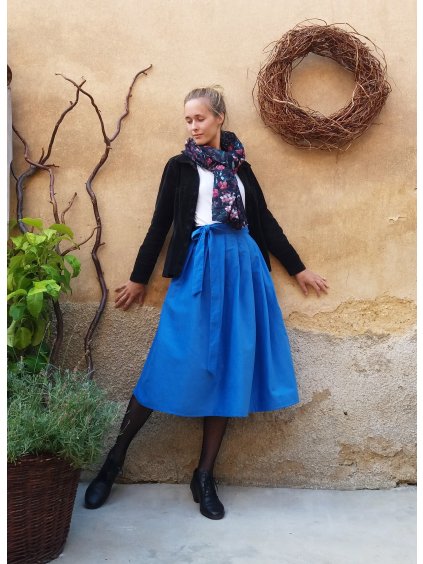 Midi manšestrová sukně - modrá