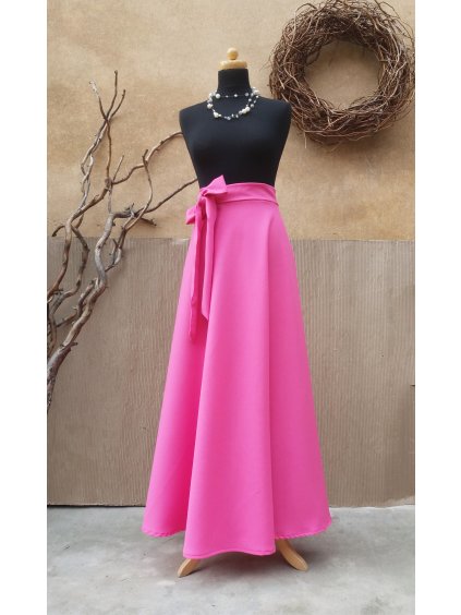 Dlouhá půlkolová sukně - magenta