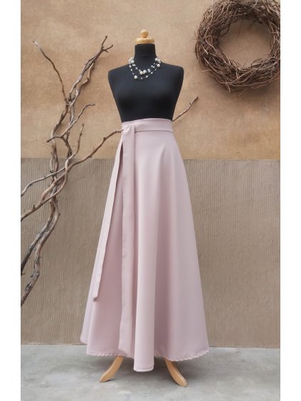 Dlouhá půlkolová sukně - bílá káva