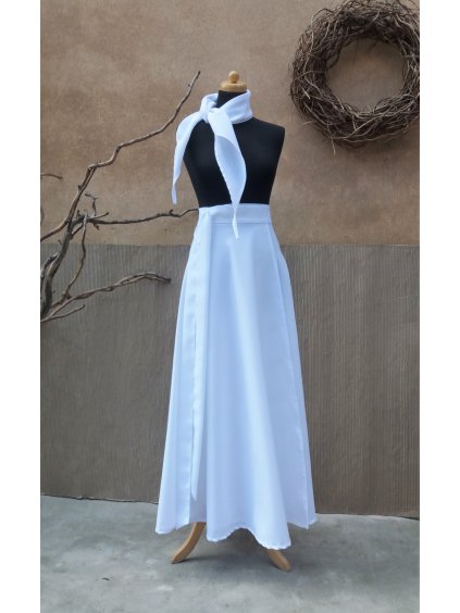 Dlouhá půlkolová sukně - bílá nejen svatební