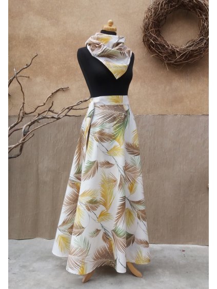 Dlouhá půlkolová sukně - béžová paradise