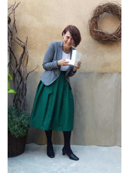 Midi zavinovací sukně - smaragd