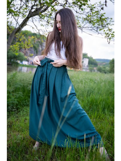 Heboučká letní sukně - smaragd