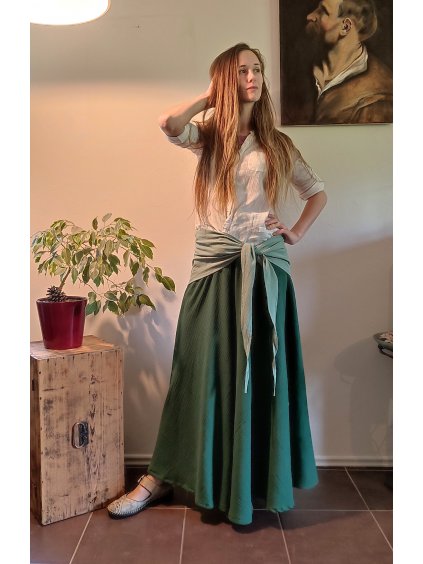 Smaragdová sukně  - mušelín