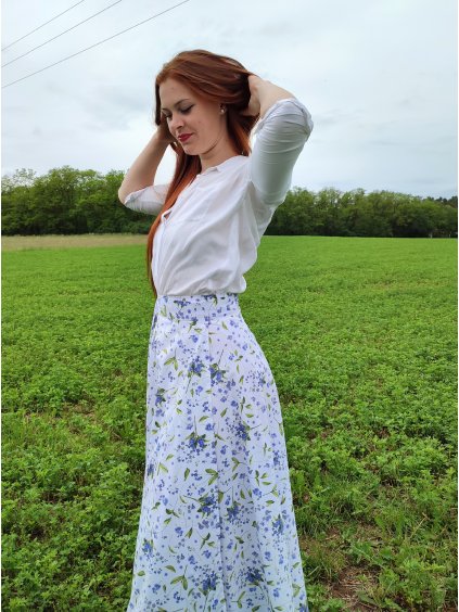 Půlkolová zavinovací sukně - pomněnky