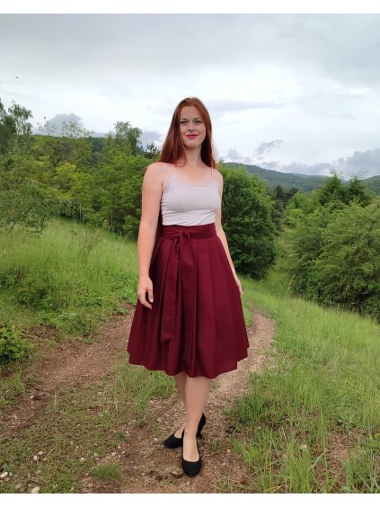 Zavinovací sukně - bordó