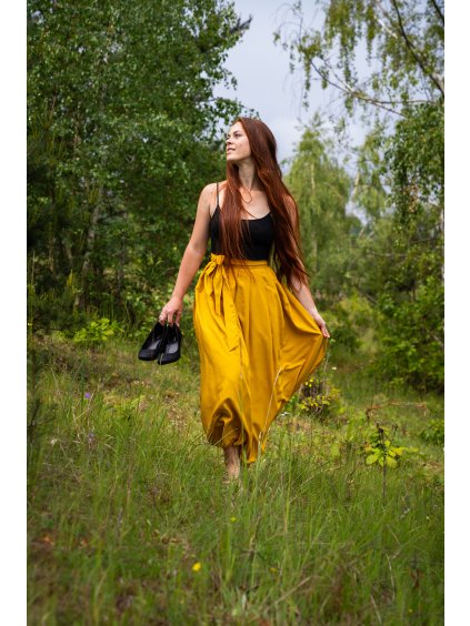 Heboučká letní sukně - hořčice