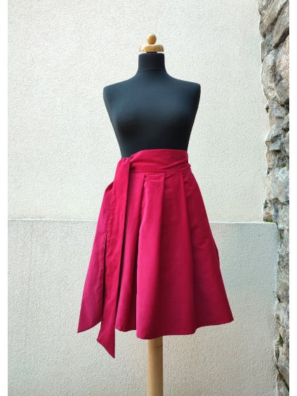 Krátká manšestrová sukně - malinová