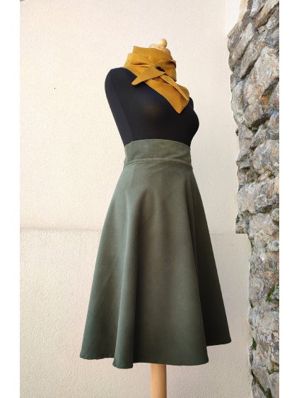 Půlkolová manšestrová - khaki