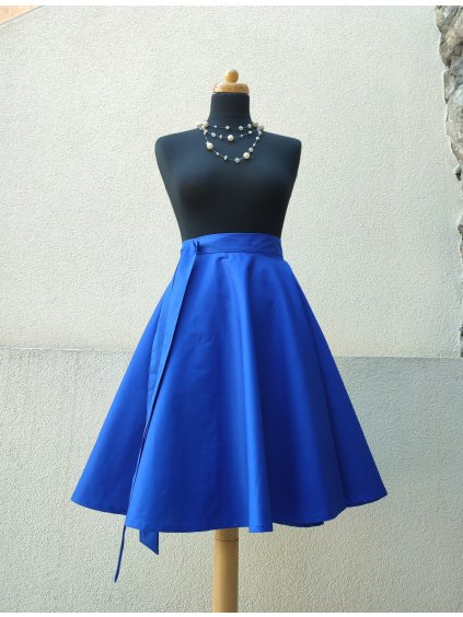 Kolová sukně - královská modř - kaz v látce