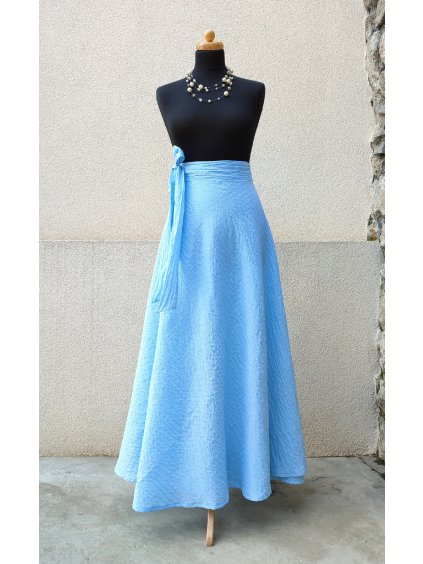 Dlouhá půlkolová sukně - blankytně modrá