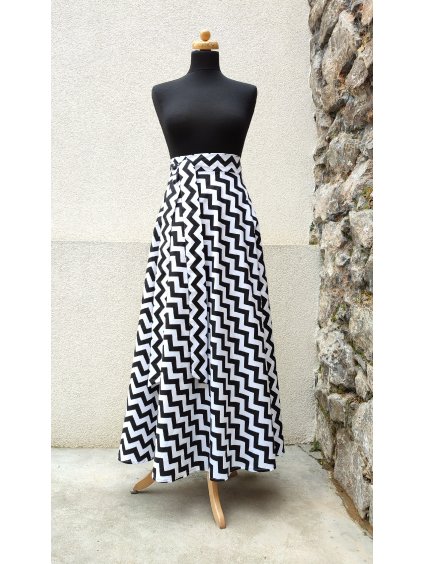 Dlouhá půlkolová sukně - chevron