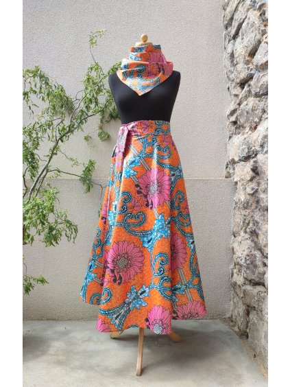 Africká sukně  - oranžová třpytivá