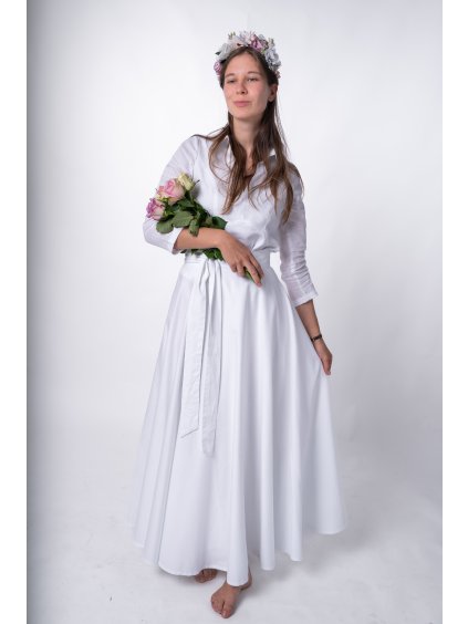 Dlouhá kolová sukně - svatební bílá