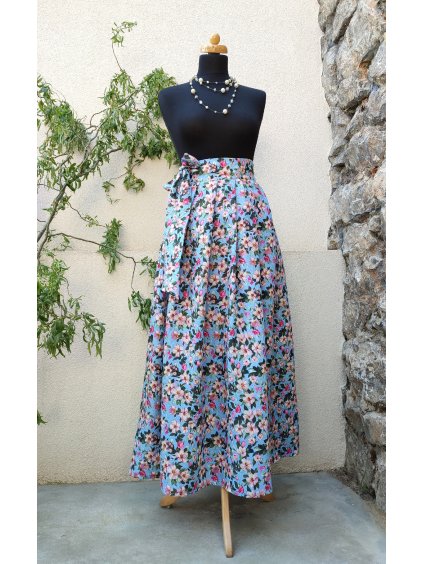 Dlouhá zavinovací sukně -  květovaná