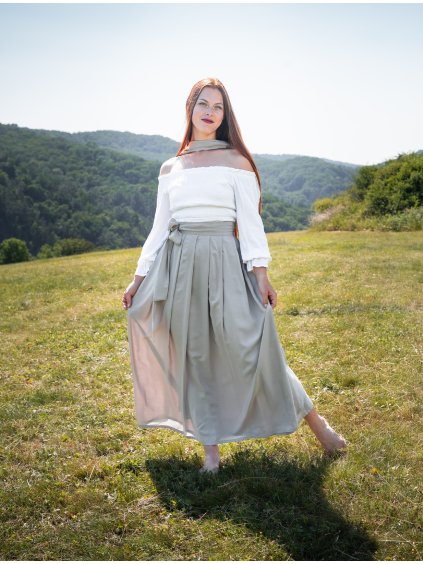 Heboučká letní sukně - béžová viskoza