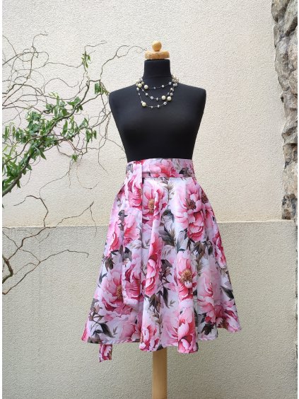 Kolová midi sukně - pivoně