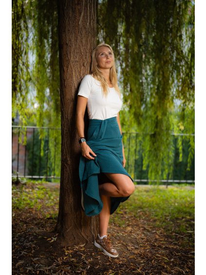 Petrolejová zavinovací sukně - mušelín