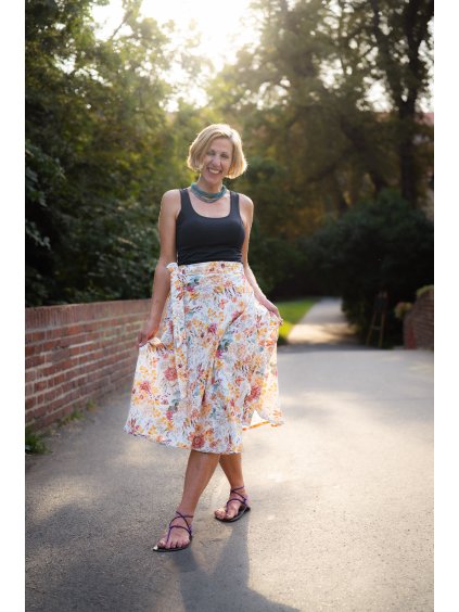 Květovaná zavinovací sukně - mušelín