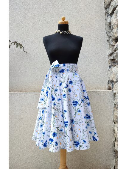 Kolová sukně - chrpy