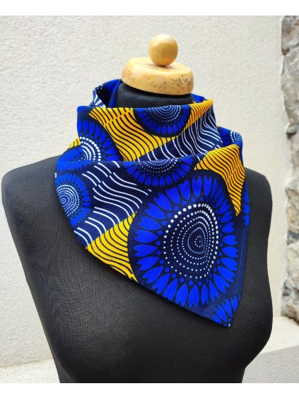 Africký šátek - modrý mandalový