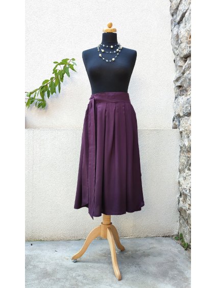 Midi sukně - fialová viskoza