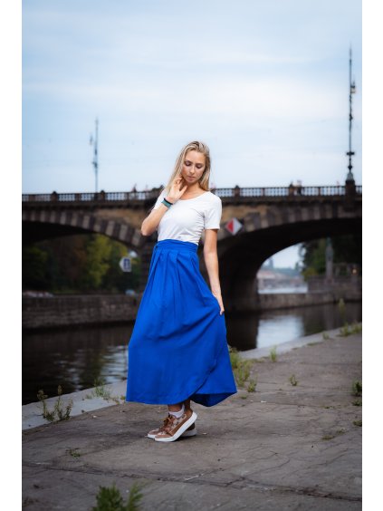 Heboučká letní sukně - viskóza královská modř