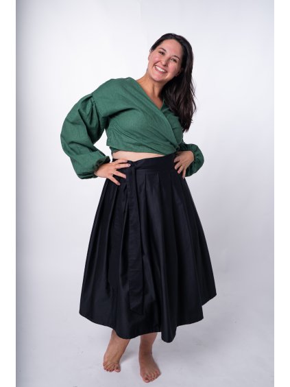Černá zavinovací midi sukně