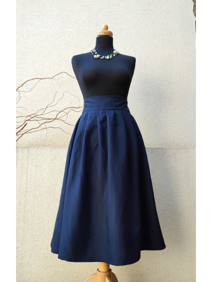 Midi navy sukně - zip