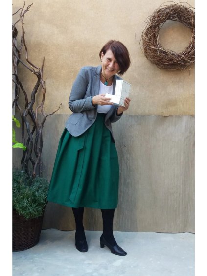 Midi zavinovací sukně smaragd - kaz