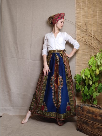 Africká sukně - modrá makenzi