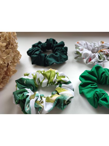 Scrunchies gumičky - zelená sada