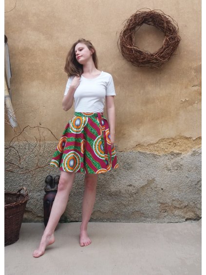 Africka sukně  - kola na zelené - kolová