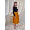 Midi sukně - hořčicová nabíraná