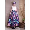 Africká sukně modrorůžová s fialovými květy - set