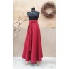 Dlouhá půlkolová sukně - vínová