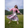 Půlkolová  midi sukně - růžová paradise