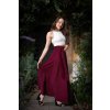 Manšestrová půlkolová sukně  - bordó