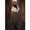 Manšestrová  půlkolová sukně - khaki