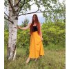 Půlkolová zavinovací sukně - hořčicová