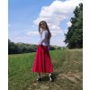 Manšestrová  půlkolová sukně  - červená